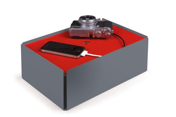 Kabelbox CHARGE-BOX fehgrau Filz rot günstig online kaufen